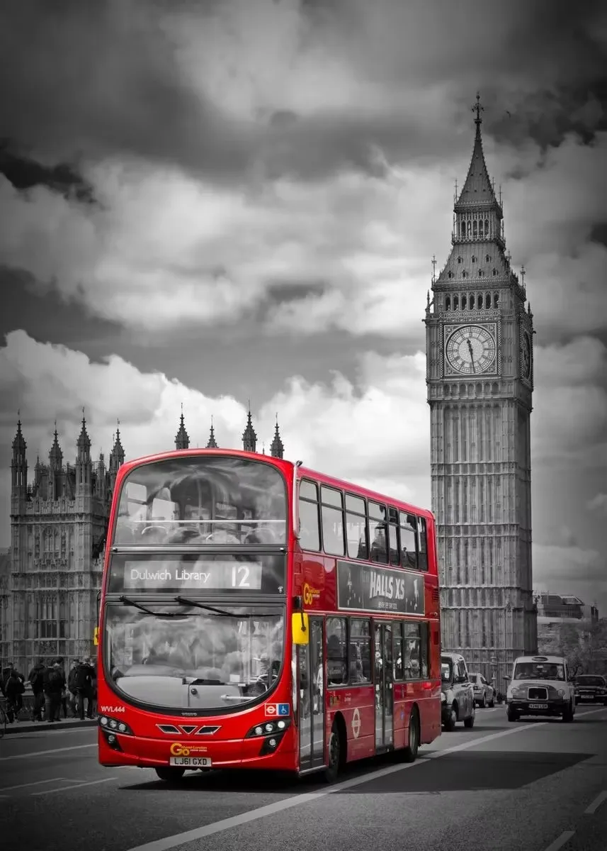 Yellow and Red Urban Telephone Box Canvas Print - Modern City Landscape Wall Art