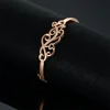 Heart Metal Rose Gold Color Bangles for Women Girls Trend Jewelry Luxury AAA CZ Zircon Bracelet Bangle 5