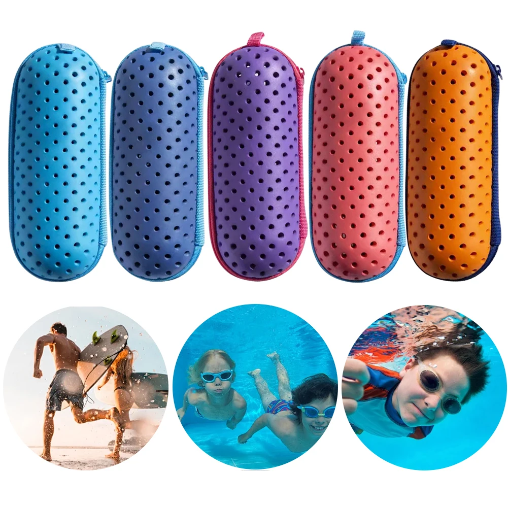 Swimming Goggle Box Swim Goggle Case Swimming Goggles Protection Box Clip & Drain Holes Goggles Protective Case Lightweight Men Women Kids