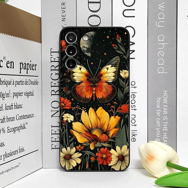 Aesthetic Moon Butterfly Flower Frosted Soft Phone Case