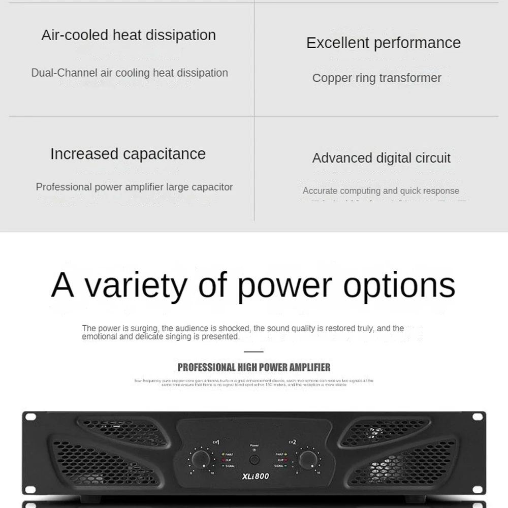 XLi 시리즈 2x1000w 전문 파워 앰프 오디오 DJ 장비 서브우퍼 앰프 라인 어레이 스피커 프리앰프
