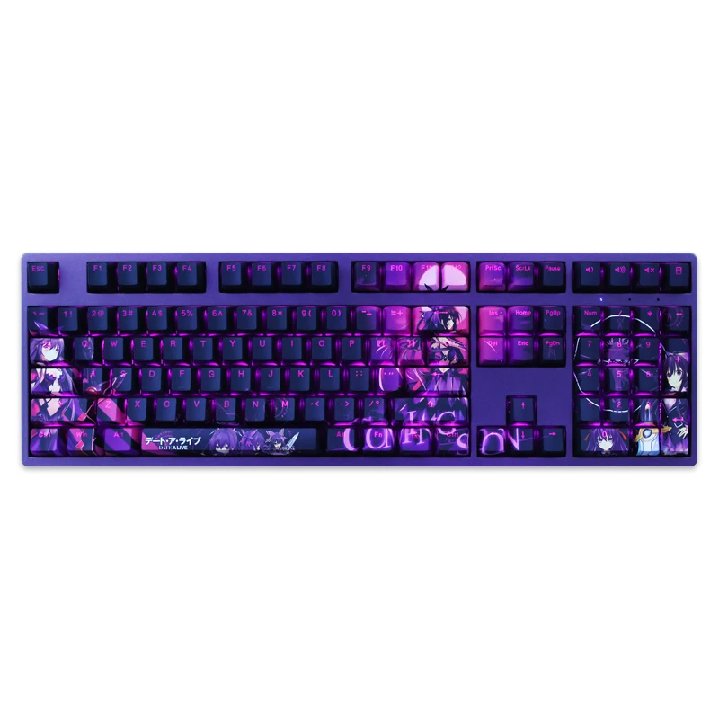 Pbt Dye Subbed Keycaps Duas Dimensões Anime Key Caps Perfil Oem Keycap Retroiluminado para Data a Live Princess Yatogami Tohka Conjunto - Imagem 3
