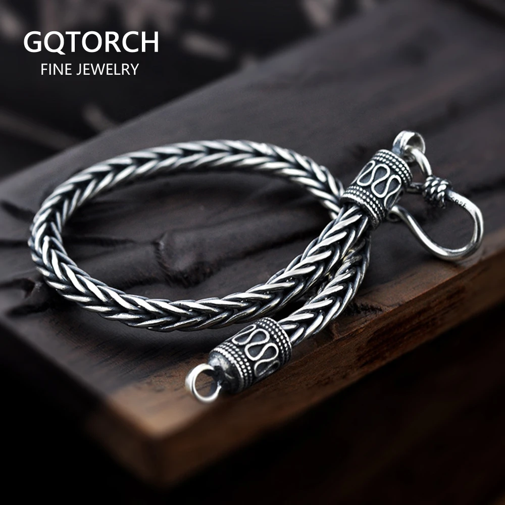 Pulsera de cadena trenzada a mano para brazalete vikingo de Plata de Ley 925 pura, estilo nórdico Vintage|bracelets for|chain for men - AliExpress
