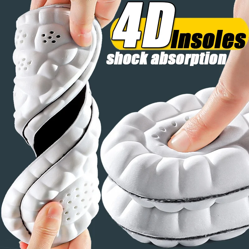 

4D Sports Shoes Insoles Super Soft Running Insole for Feet Shock Absorption Baskets Shoe Sole Arch Support Orthopedic Shoe Pads