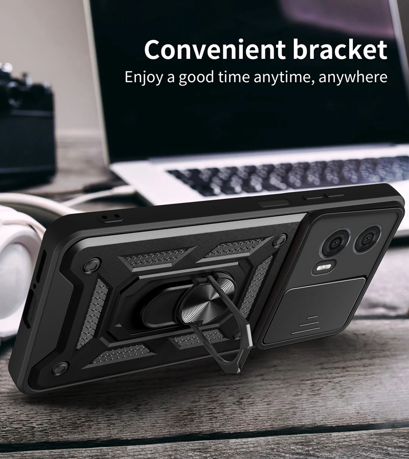 Enhanced Motorola Moto Edge 50 Fusion Case with Magnetic Ring Armor and Slide Lens Camera Protection