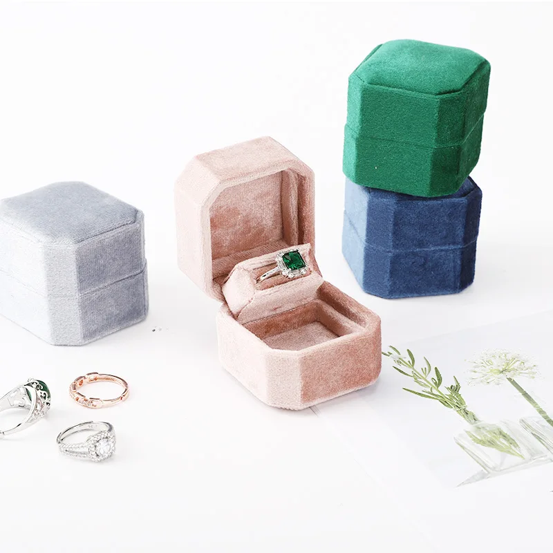 Square Velvet Ring Box Jewelry Ring Earring Holder Case Packaging Marriage Storage Earring Display Joyeros Organizador De Joyas