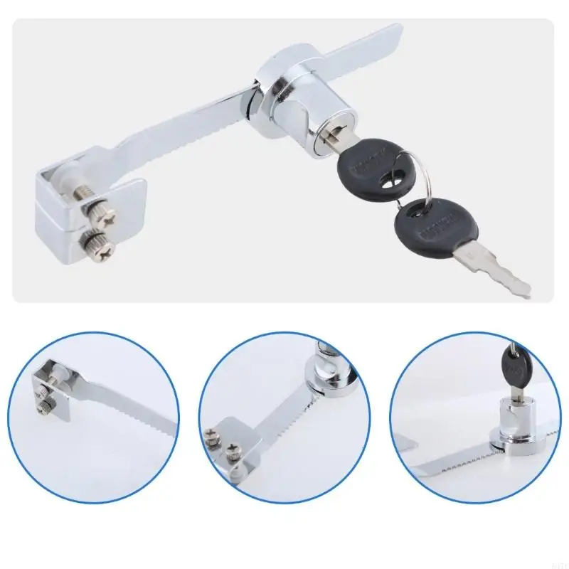 547F 2Pcs Sliding Glass Door Ratchets Lock with Key for Trophies Case, Retail Case