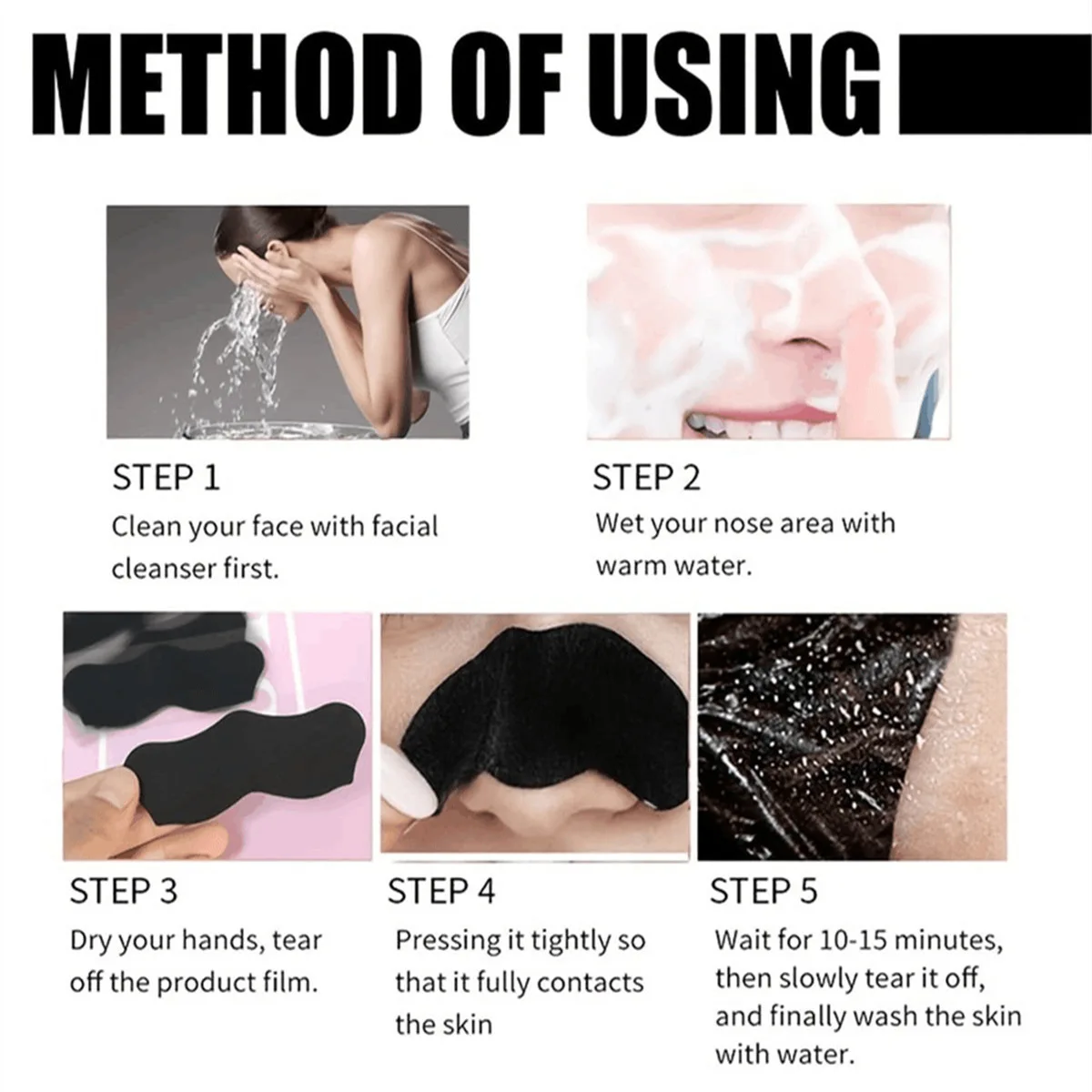 10/15/20/50Pcs Nose Blackhead Remover Mask Pore Cleaner Acne Treatment Mask Nose Pore Deep Clean Stickers Skin Care Patch