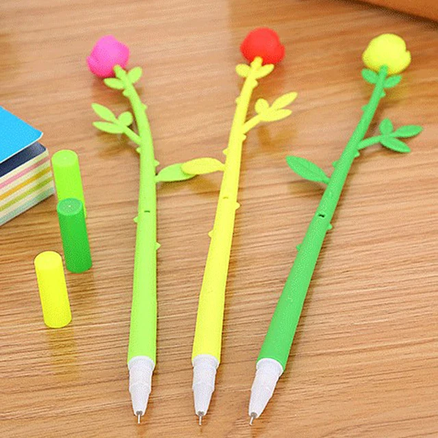 13 db Aranyos Rózsa Virág Tollak Gél Tinta Szilikon Színes Virággél Toll Szép Levélpapír Irodai Iskolai Íráskészletek - Image 4