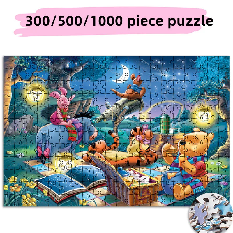 

Winnie The Pooh Night Party Picture Jigsaw Puzzle Educational Toys Disney Cartoon 300 500 1000 Pieces Creative Puzzle Gift