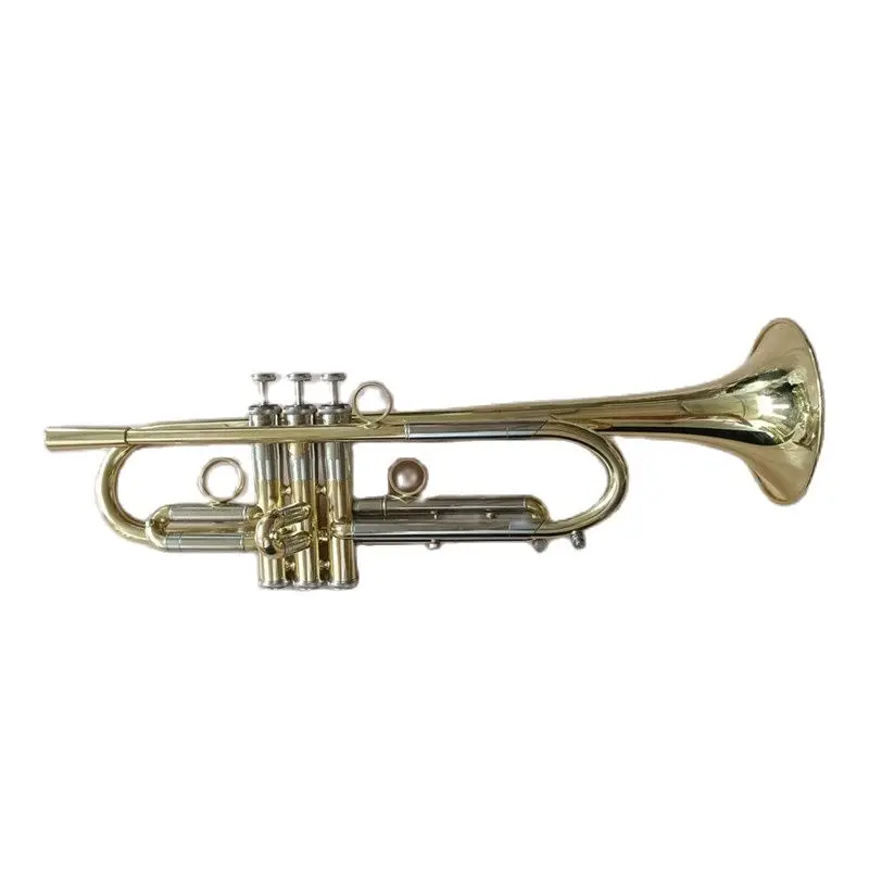 

New Arrival Bb Trumpet High Quality Gold Lacquer Silver Plated Trumpet Brass Musical Instruments Composite Type Trumpet
