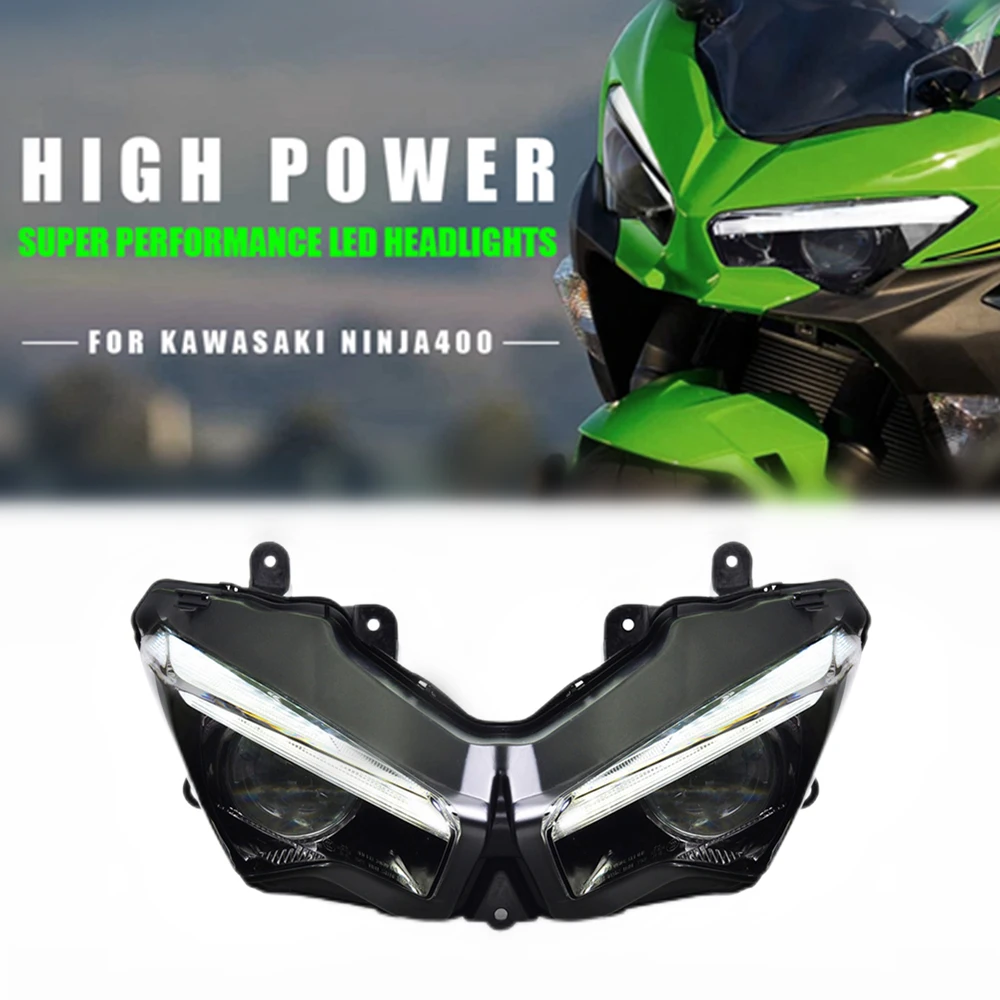 

1X Full LED Headlight Assembly For Kawasaki Ninja 400 2018+ E-MARK Approved Motorcycle Front Headlamp DRL Without Demon Eyes