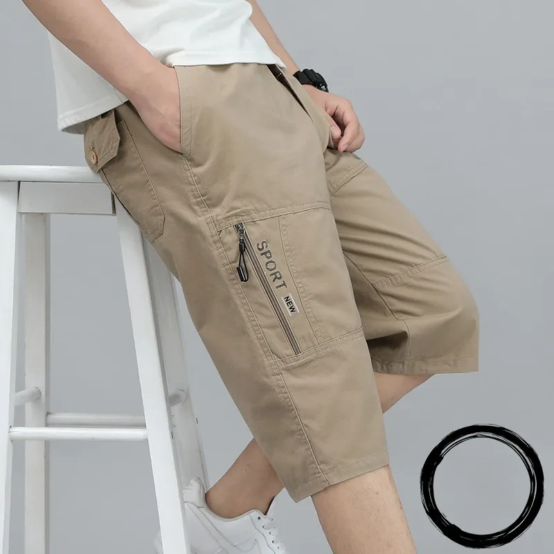 Shorts Man Breeches Cotton Loose Quarter Beach Sweatpants Summer Casual Oversized Y2k Trousers Fashion Multiple Pockets Pants