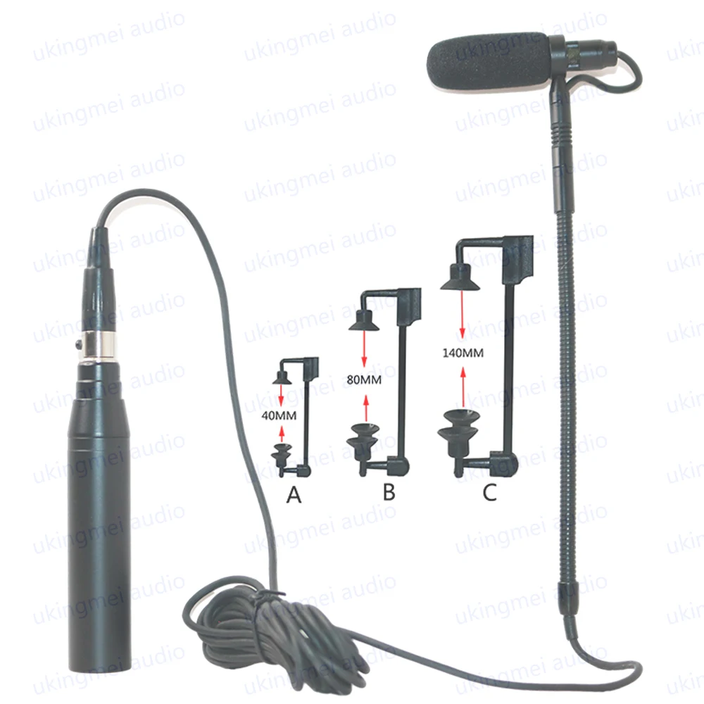 Supercardioid Condenser Microphone for Trumpet Saxophone Violin Acoustic Guitar with Adjustable Clamps 48V Phantom Power Module