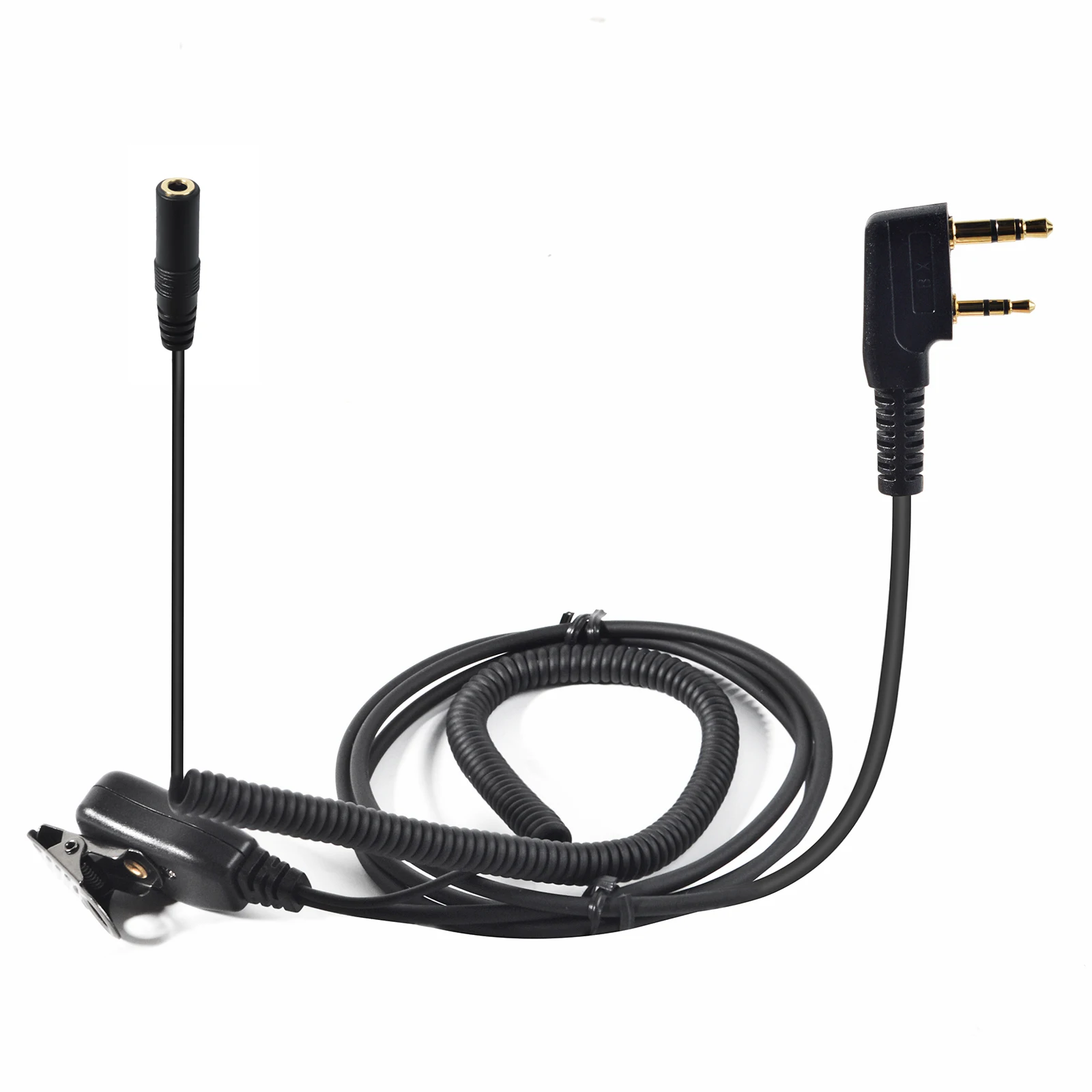 Câble de transfert universel pour écouteurs Audio femelle, 2 broches à 3.5mm, avec micro PTT, Compatible avec talkie-walkie Kenwood Baofeng