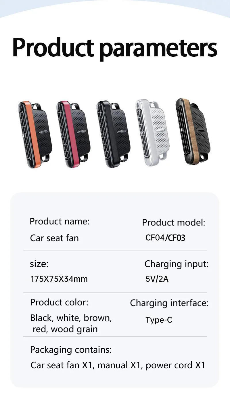 For Tesla Model Y & 3 2020-2025 USB Car Cooling Fan for Backseat 3 Speeds Portab
