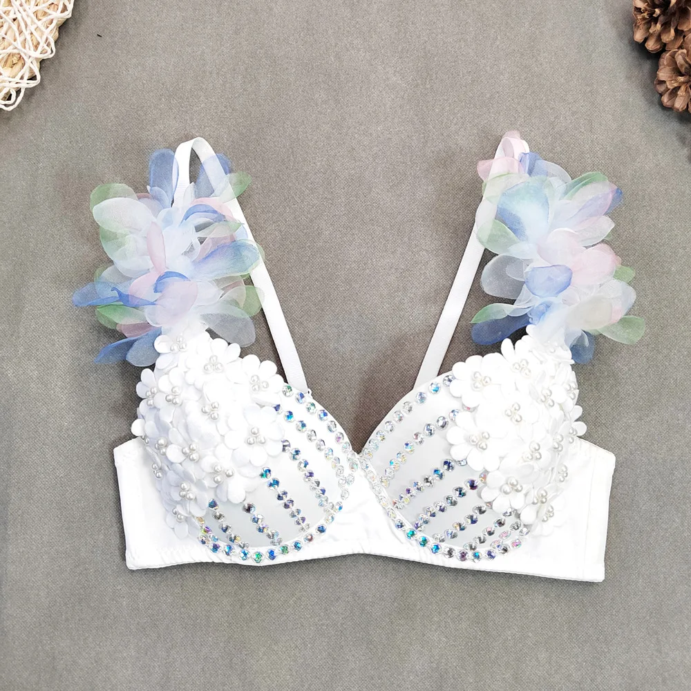 

Sexy Backless Wrap Beaded Sequin Fishbone Corset Flower Bandeau Women New Fashion Sleeveless Short Bustier Corset Crop Tops H968