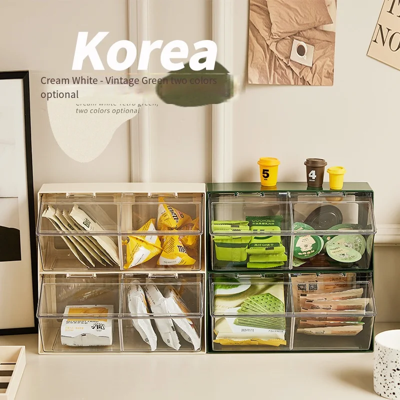 Dust Proof with Lid Stationery Storage Box Coffee Milk Tea Organizer Multifunctional Transparent Acrylic Office Desktop Storage