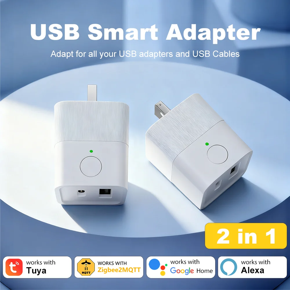 Tuya/Zigbee2MQTT Smart Micro USB/Type-C Adaptor Switch 5V Mini USB Power Adaptor Voice Control Plug Work With Alexa Google Home