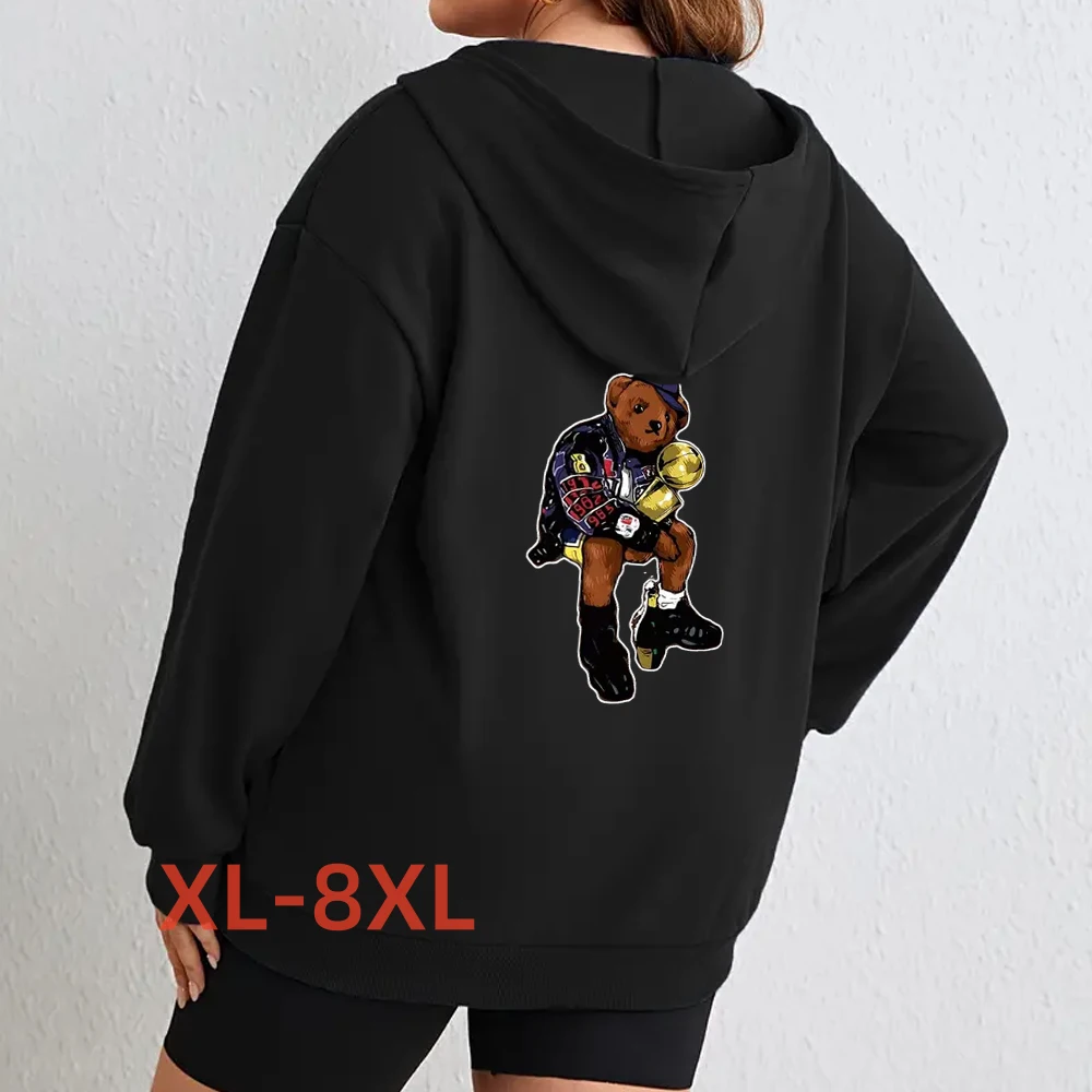 

Plus Size 4xl 5xl 6xl 7xl 8xl Hip Hop Printed Women Clothing Formal Fashion Bear Outfits Hoddie Sweatshirt Long T-shirt