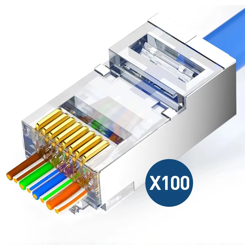 ZOERAX 50/100 قطعة محمية RJ45 CAT5 CAT6 تمرير من خ...