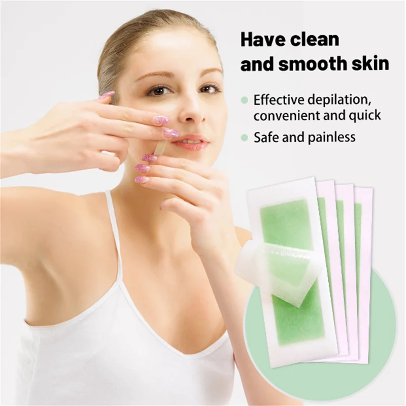 Wax Strips for Hair Removal Double-Side Long Lasting Depilation Women Safe Paper Legs/Bikini/Arm/Neck 5pcs
