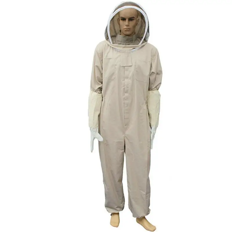 

Protective Bee Suit Beekeeping Full Body Suit With Detachable Hood Hooded Cotton Bee Suit With Mittens Work Safety Supplies For