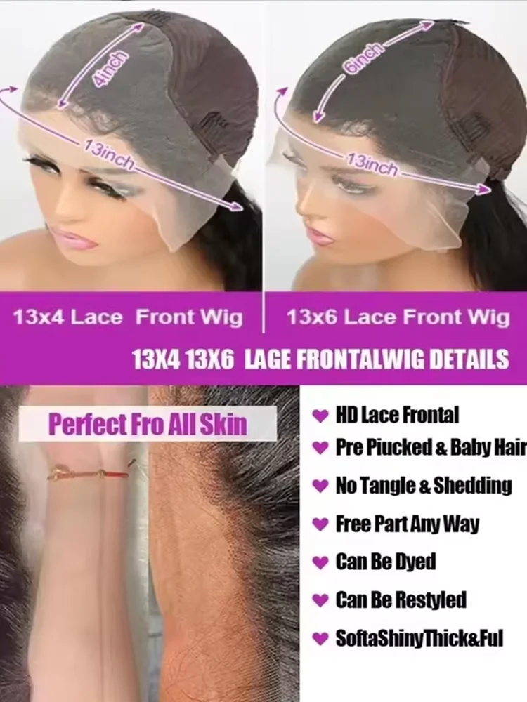 42 Inch 250 Density Bone Straight Lace Frontal Wig Human Hair Wig 13x6 Hd Transparent Lace Frontal Wig For Women Ready To Wear 5