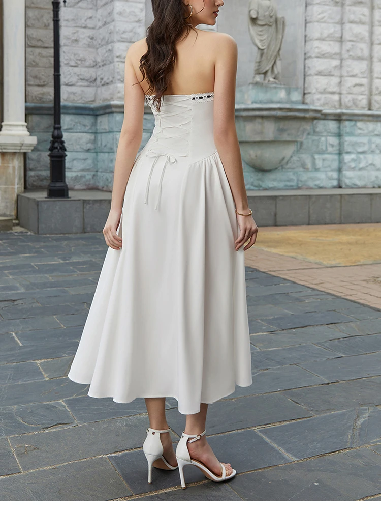 فستان NewAsia أنيق برباط علوي مكشوف الأكتاف على شك...