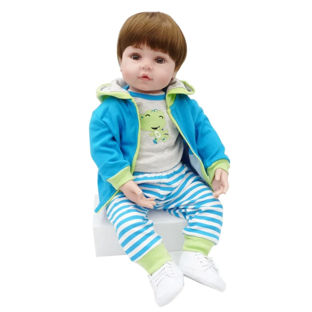 19inch 48cm Cloth Body Soft Silicone Reborn Baby Doll Toys Like Real Newborn Bebe Play House Boneca