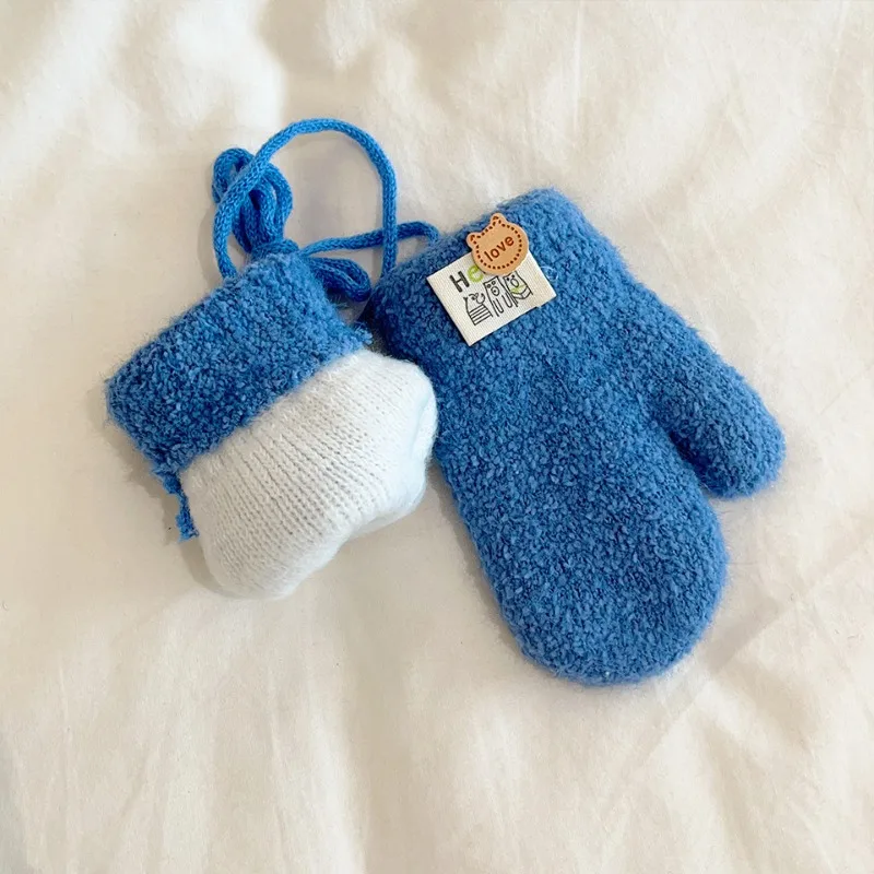 Kids Thickened Mittens Kids Winter Gloves Cute Cartoon Baby Double Warm Cold Gloves Children's Winter Windproof Warm Mittens