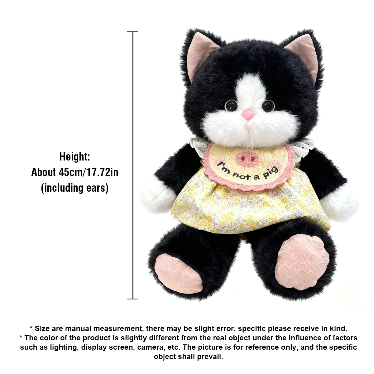 45CM Cute Black Cat Plush Toy Doll Cuddly Pillow Cushion Animal Black Cat Soft Plush Toy Doll for Boy Girl Birthday Gifts
