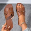 Large Size Ladies Solid Color Flat Bottom Slippers Southeast Asia Cross-Border Casual Open-Toe Sandals for Women