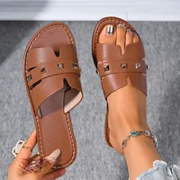 Large Size Ladies Solid Color Flat Bottom Slippers Southeast Asia Cross-Border Casual Open-Toe Sandals for Women