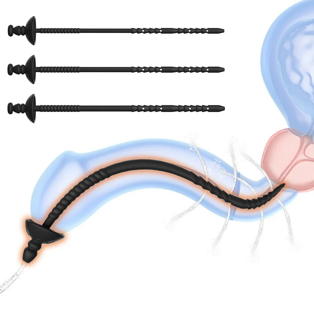 Penis Sex Toys Urethral Sounding Rod Silicone Penis Insert Plug Male Urethra Dilator Masturbation Stimulation Massager Tool