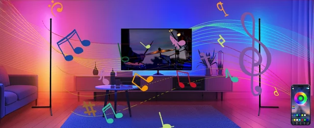 Lámpara De Pie LED RGB Regulable 160 Cm | 16 Millones De Colores | Control Por App, Mando Y Botón | Sincronización Con Música Y Temporizador | Decoración Para Salón Y Fiestas