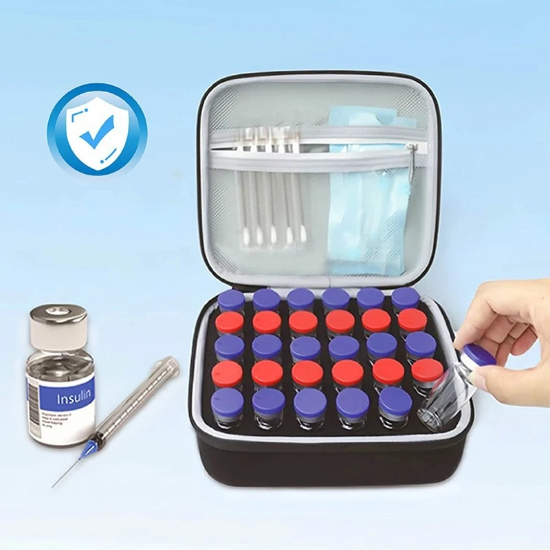 10/15/30 Grids Insulin Organizer Bag Travel Portable Insulin Vials Storage Boxes Insulin Vials Storage Case Peptide Storage Case 4