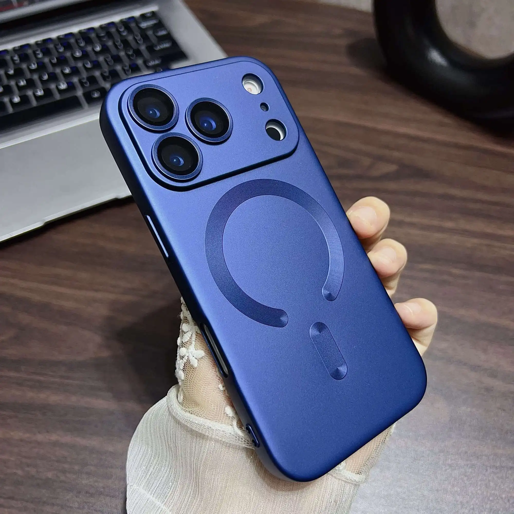 Metallic Magnetic Soft Case with Lens Protection and Wireless Charging Compatibility