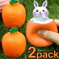 2pcs Sticky Carrot Rabbit Squeeze Telescopic Toys Kids Children's Radish Rabbit Cup Pinch Music Toy Creative Stress Relief Gift 1