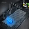 ASRAS SUS 304 Stainless Steel Nanometer Black Cup Rinser Bar Counter Sinks Handmade Cup Washer For Milk Tea Cafe Fast Food Shop 1