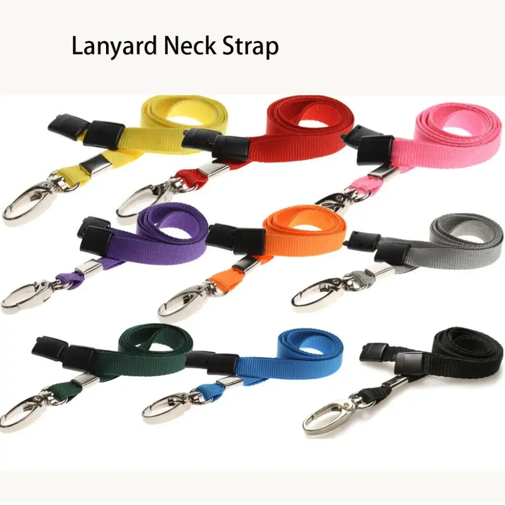 Solid Color Safety Break Metal Clip Lanyard with Lobster Clasp for ID Card Holder (90 cm Length)
