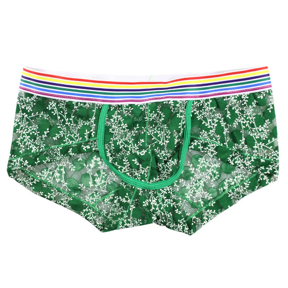 Sexy Boyshort Mens Mesh Underclothes See Through Underwear Boxer Brief