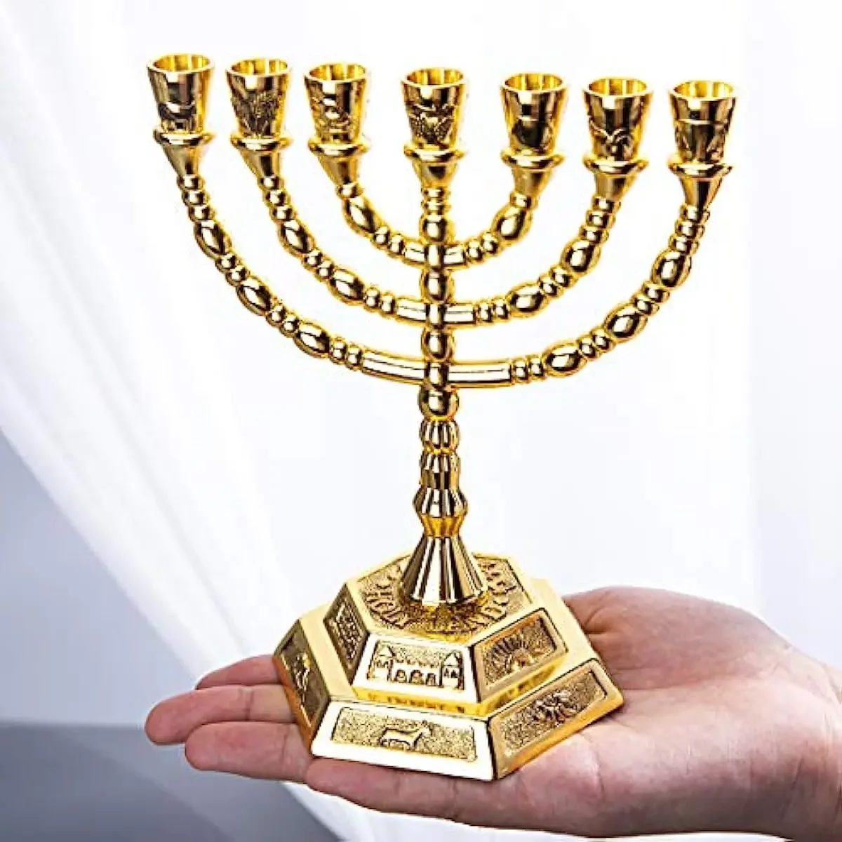 7-Branch Menorah Candle Holder for Shabbat Tabernacle Home Decor Ornaments Table Centerpiece Display