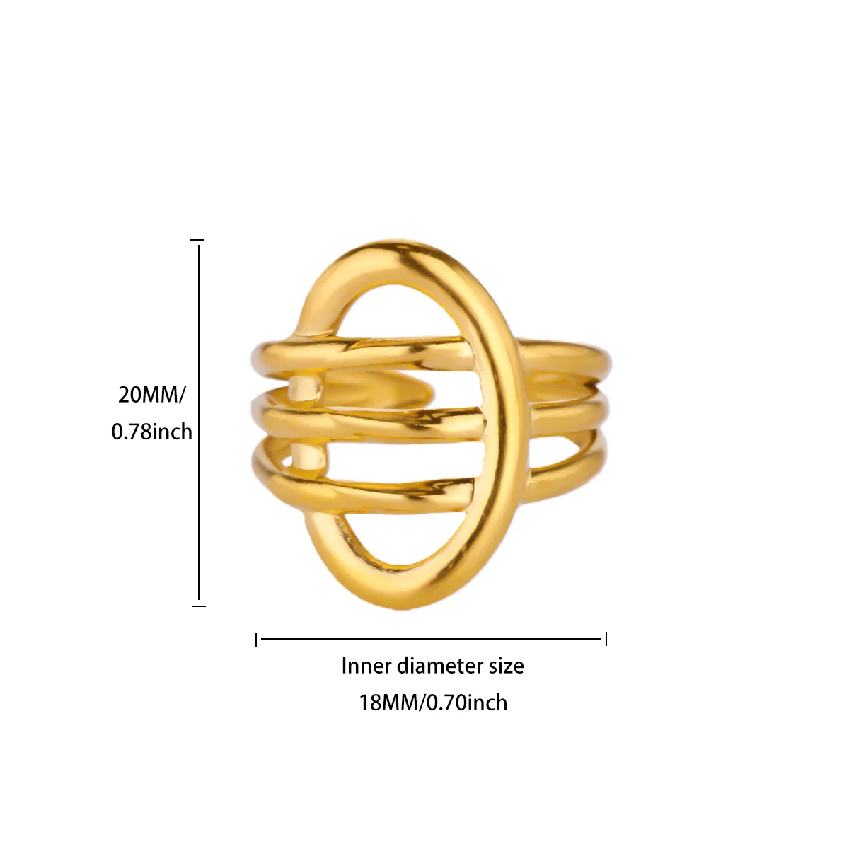 Hand-Wrapped Woven Geometric Ring Stainless Steel Gold for Women