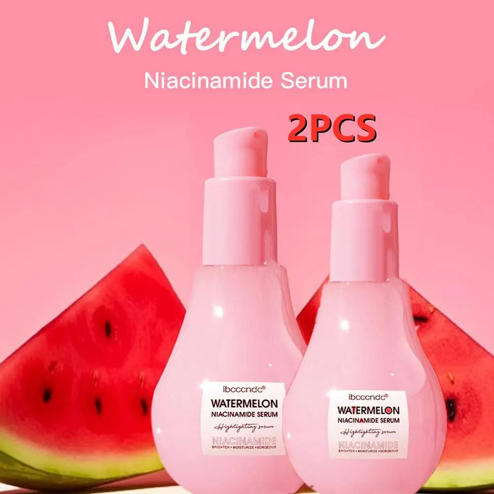 

2PCS New Watermelon Glow Niacinamide Dew Drops Hydrating Serum Lightweight Facial Serum Priming Liquid Highlighter 60ml