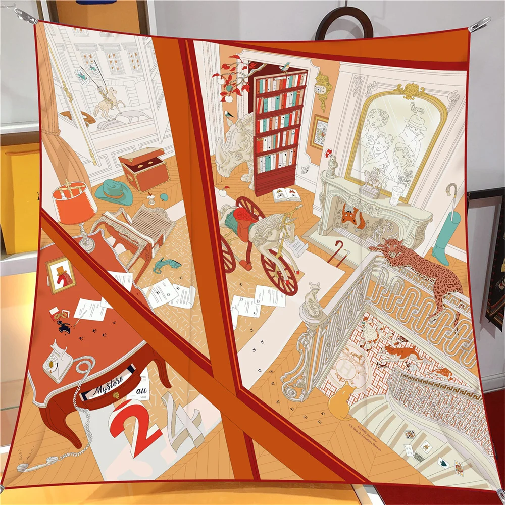 

Шёлковый шарф-шаль из Твила диаметром 90 см