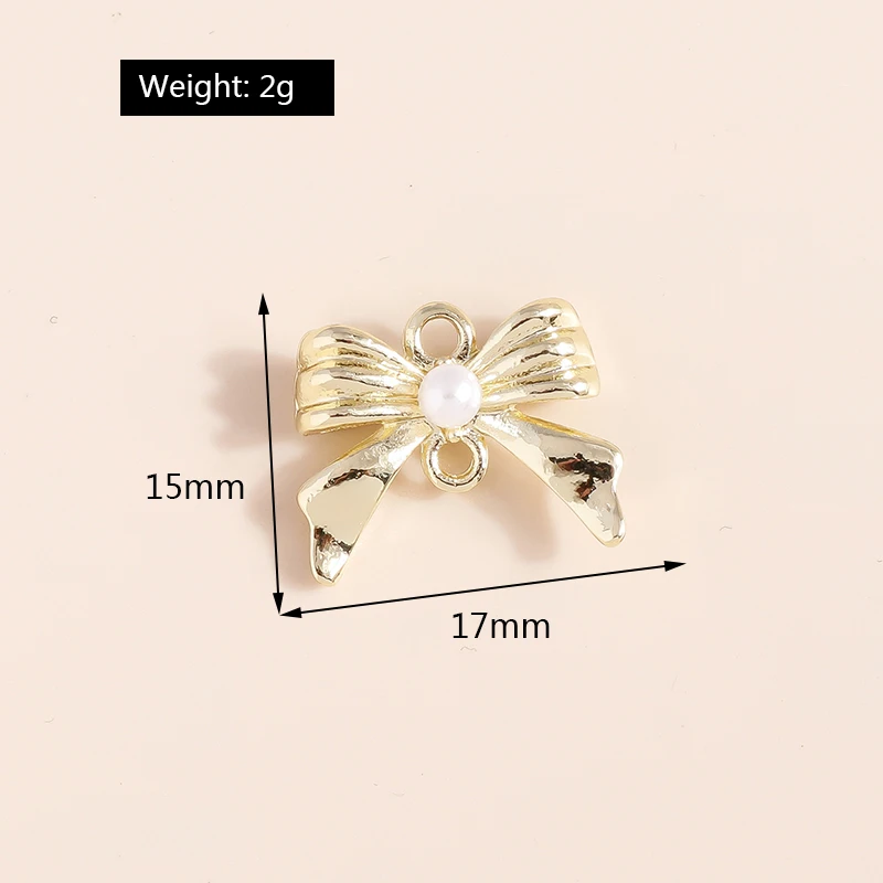Leslie 8 Stück vergoldete Kristallperle, Mond, Stern, Bär, Schleife, Charm-Anhänger für DIY-Schmuckherstellung, handgefertigte Ohrring-Halskette – Detail 9