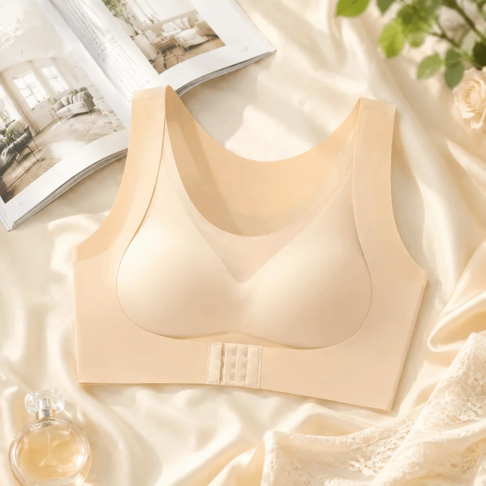 Reggiseno sportivo 2 in 1 con chiusura frontale, correttore di postura, schiena incrociata, antiurto, senza cuciture, push-up, per donna. - immagine 2
