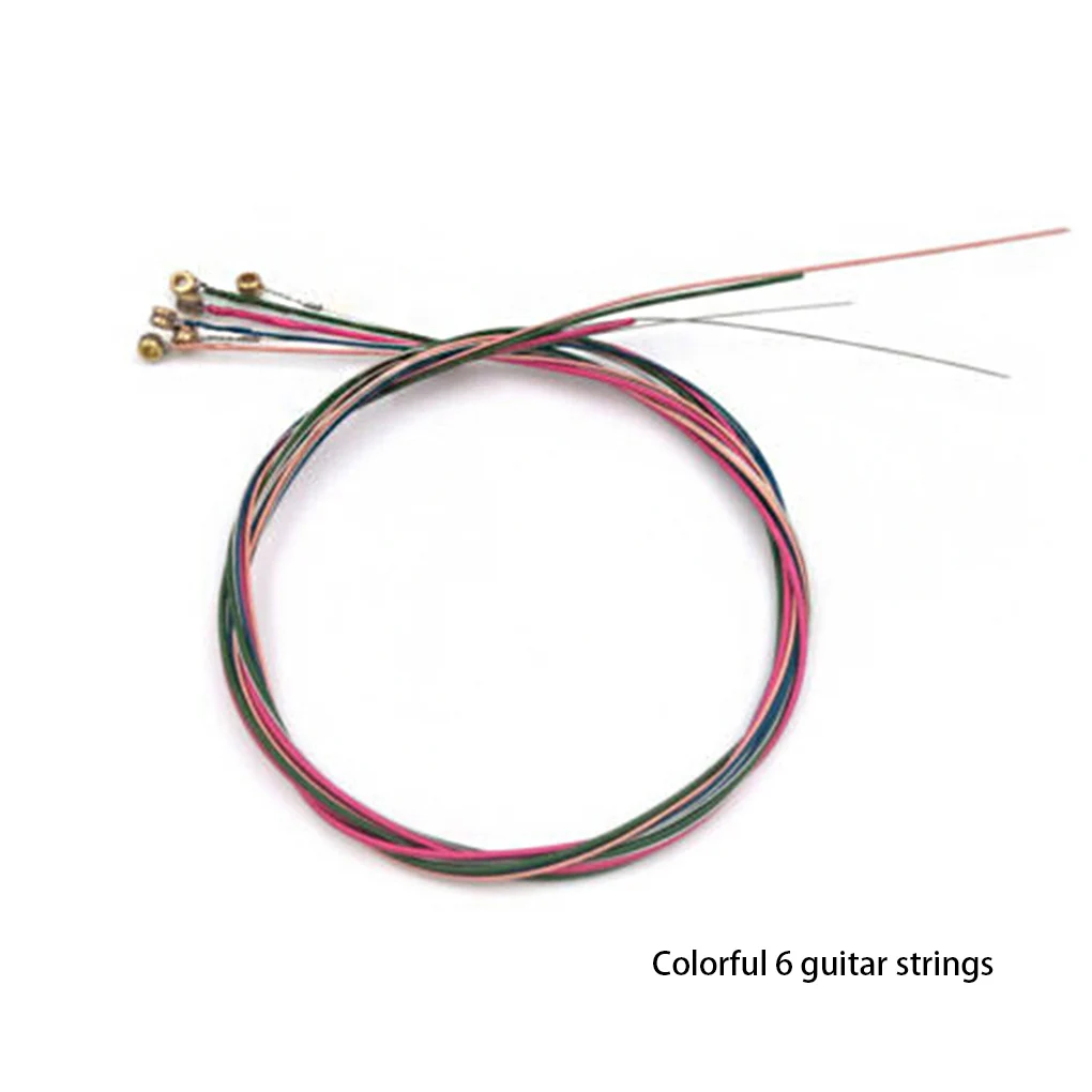 Acoustic Guitar Strings 6PCS Universal E-A String Wear-resistant Instrument Accessory Sufficient Gears Colorful String