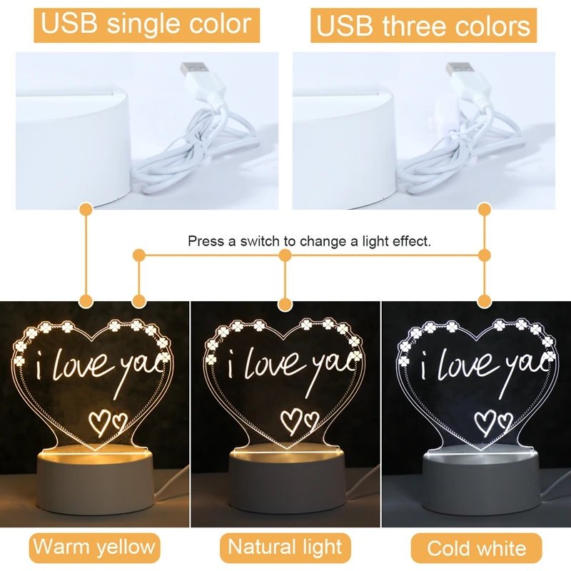 Note Board Creative USB Led Night Light Message Board Nightlights With Pen Kid Girlfriend Birthday Gift Wedding Decor Night Lamp